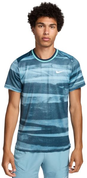 T-shirt da uomo Nike Court Advantage Dri-Fit Tennis Print - Blu