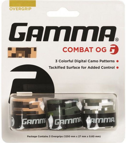 Grips de tennis Gamma Combat brown/green/white 3P