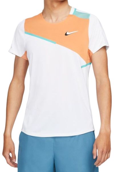 Herren Tennis-T-Shirt Nike Court Dri-Fit Slam Top M - white/hot curry/washed teal/white