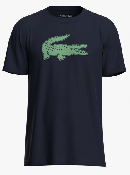  Lacoste SPORT 3D Print Crocodile Breathable Jersey T-shirt - navy blue/green