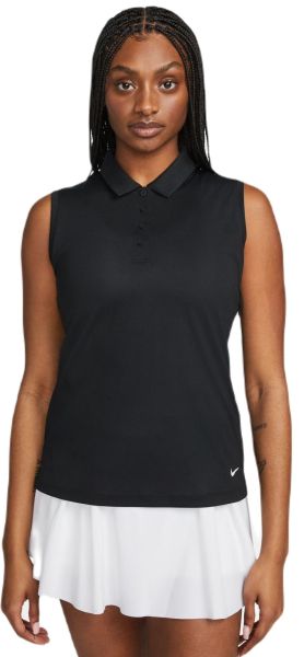 Polo marškinėliai moterims Nike Dri-Fit Victory Sleeveless Polo - Juodas
