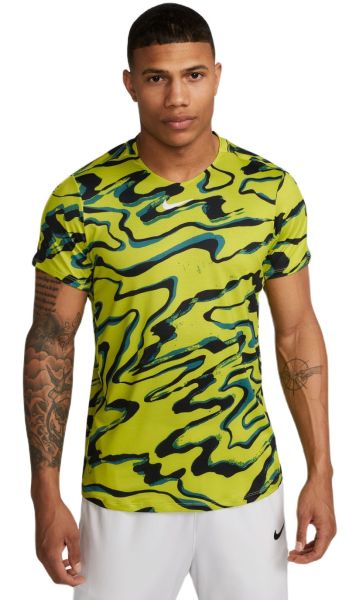 Teniso marškinėliai vyrams Nike Court Dri-Fit Advantage Printed Top - bright cactus/white