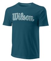 Herren Tennis-T-Shirt Wilson Script Eco Cotton Tee Slimfit M - blue coral