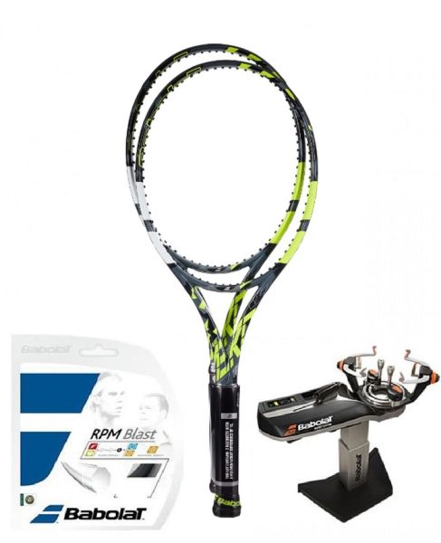 Tennisschläger Babolat Pure Aero 98 2 Pack - grey/yellow/white + Besaitung + Serviceleistung