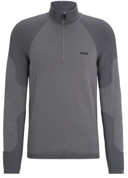 Férfi tenisz pulóver BOSS Perform-X 1/4 Zip - Szürke