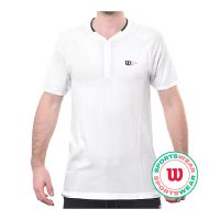 Polo de tennis pour hommes Wilson Players Seamless Zip Henley 2.0 - Blanc