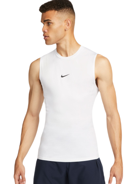Pánske kompresné oblečenie Nike Pro Dri-Fit Tight Sleeveless Fitness Top - white/black