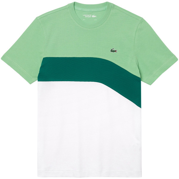  Lacoste Men’s SPORT Ultra-Light Colourblock Cotton Tennis T-shirt - green