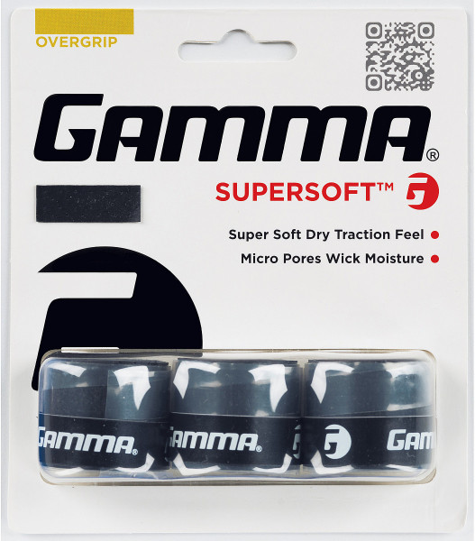 Owijki tenisowe Gamma Supersoft black 3P