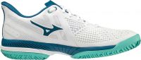 Vīriešiem tenisa apavi Mizuno Wave Exceed Tour 5 CC- white/moroccan blue/turquoise Vīriešiem tenisa apavi Mizuno Wave Exceed Tour 5 CC- white/moroccan blue/turquoise