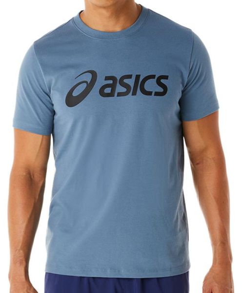 Herren Tennis-T-Shirt Asics Big Logo Tee - steel blue/performance black