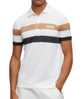 Polo marškinėliai vyrams BOSS x Matteo Berrettini Slim-fit Striped Polo Shirt - white Polo marškinėliai vyrams BOSS x Matteo Berrettini Slim-fit Striped Polo Shirt - white