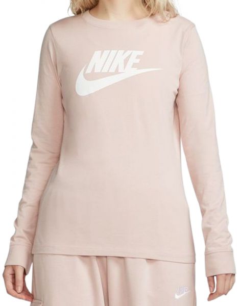 Camiseta de manga larga para mujer Nike Swoosh Essential Long Sleeve Icon Futura - pink oxford