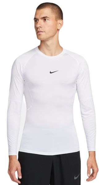 Ανδρικά ενδύματα συμπίεσης Nike Pro Dri-FIT Tight Long-Sleeve Fitness Top - white/black