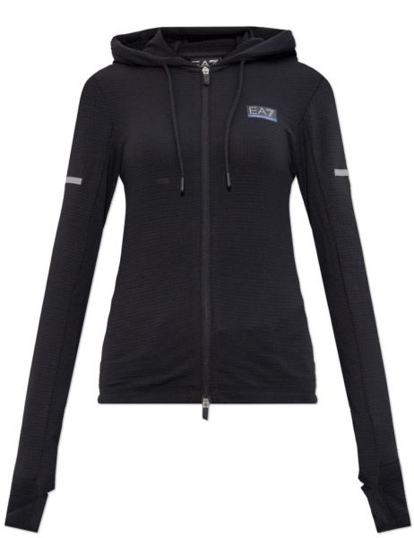 Damen Tennissweatshirt EA7 Woman Jersey - Schwarz