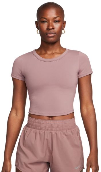 Camiseta de mujer Nike One Fitted Dri-Fit Short Sleeve Top - smokey mauve/black