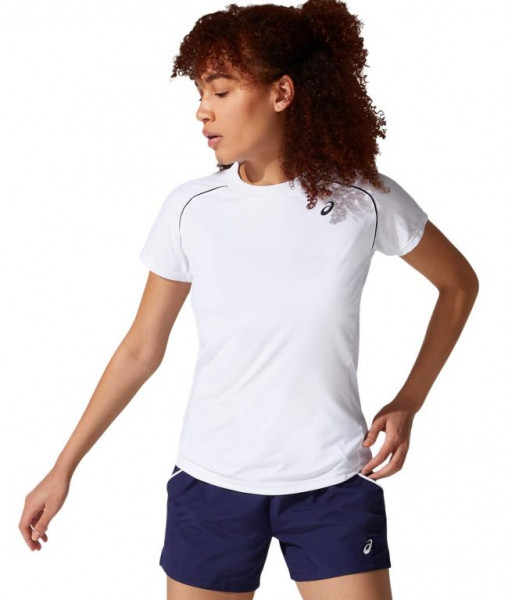 Damski T-shirt Asics Court W Piping Short Sleeve - brilliant white