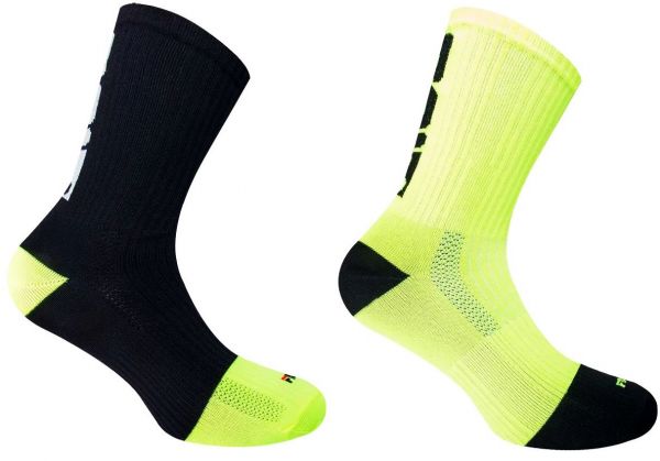 Tennisesokid  Fila Running Socks 2P - black/yellow fluo