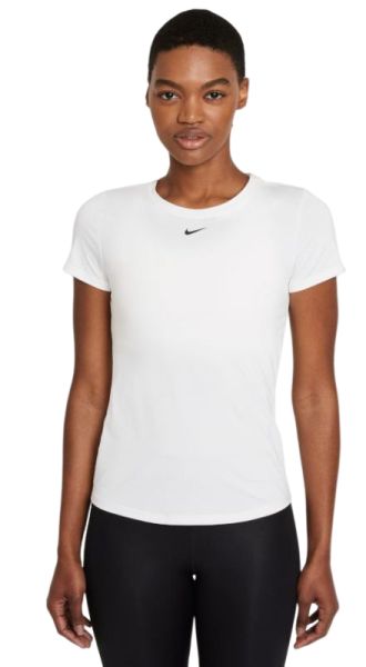 Marškinėliai moterims Nike One Dri-Fit SS Slim Top W - white/black