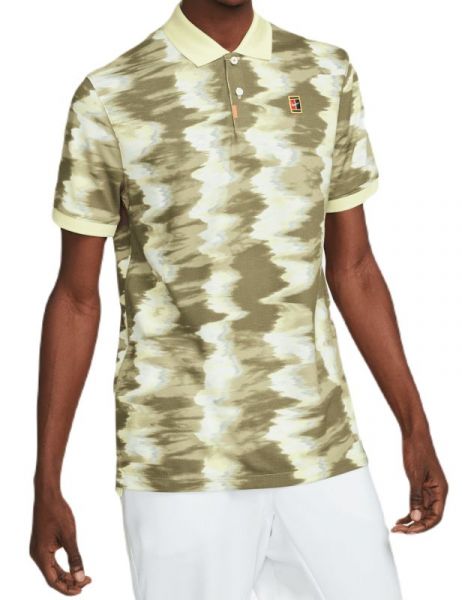 Мъжка тениска с якичка Nike Print Slim-Fit Polo - medium olive/lemon chiffon