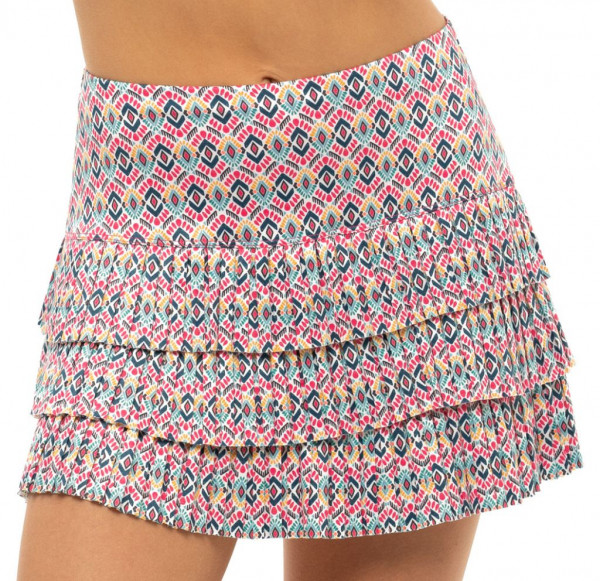 Falda de tenis para mujer Lucky in Love Pretty in Ink Long Diamond Pleated Skirt - shocking pink