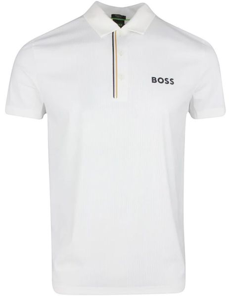 Męskie polo BOSS Paddy In Quick-Dry Ribbed Fabric - Biały