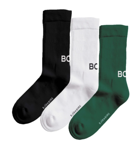  Björn Borg Core Crew Sock 3-pack - white/green/black