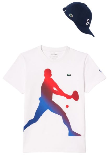 Teniso marškinėliai vyrams Lacoste Tennis X Novak Djokovic T-Shirt & Cap Set - Baltas
