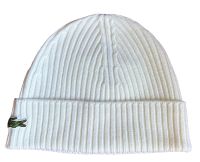 Czapka zimowa Lacoste Unisex Ribbed Wool Beanie - Biały