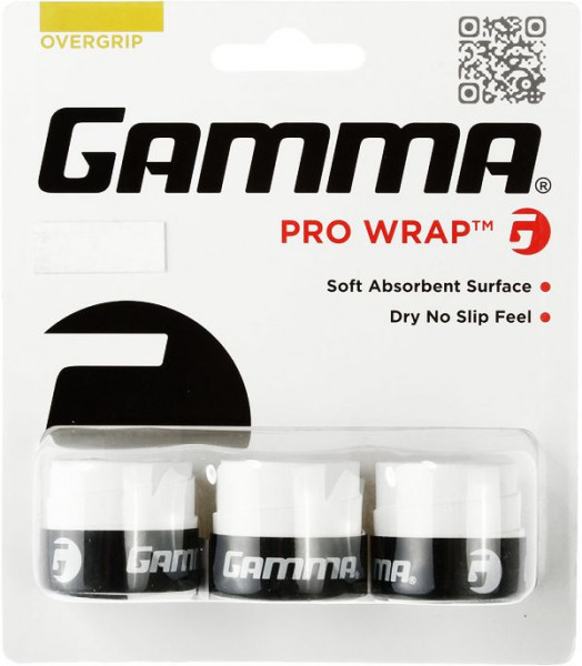Tenisa overgripu Gamma Pro Wrap white 3P