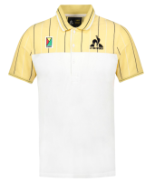 Meeste tennisepolo Le Coq Sportif Collectors Box Clay 83 - new optical white/jaune champ Meeste tennisepolo Le Coq Sportif Collectors Box Clay 83 - new optical white/jaune champ
