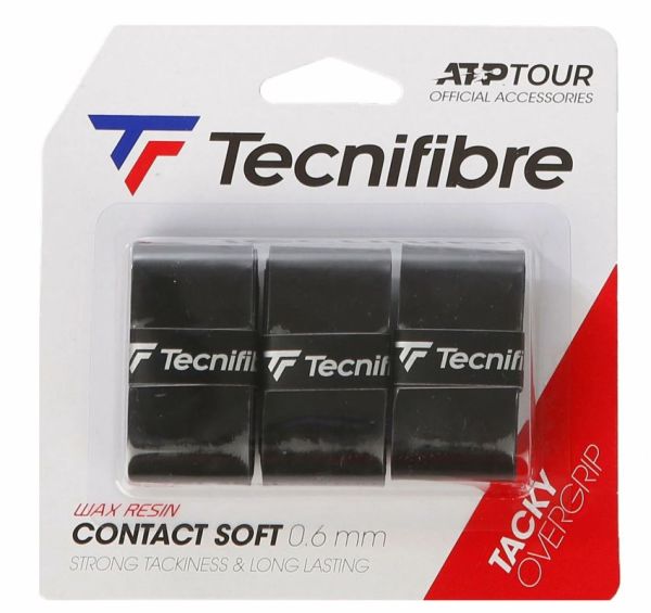Owijki tenisowe Tecnifibre Contact Soft 3P - black