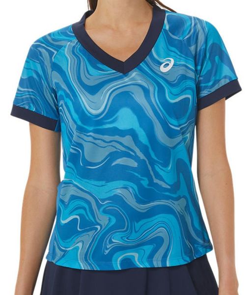 Damen T-Shirt Asics Match Graphic SS Top - reborn blue