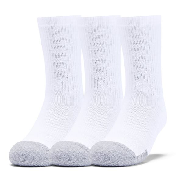 Teniso kojinės Under Armour Youth HeatGear Crew Socks 3-Pack - white/steel