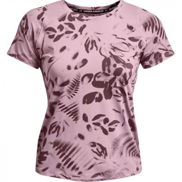 Damen T-Shirt Under Armour Women's UA IsoChill 200 Print Short Sleeve - Lila, Rosa