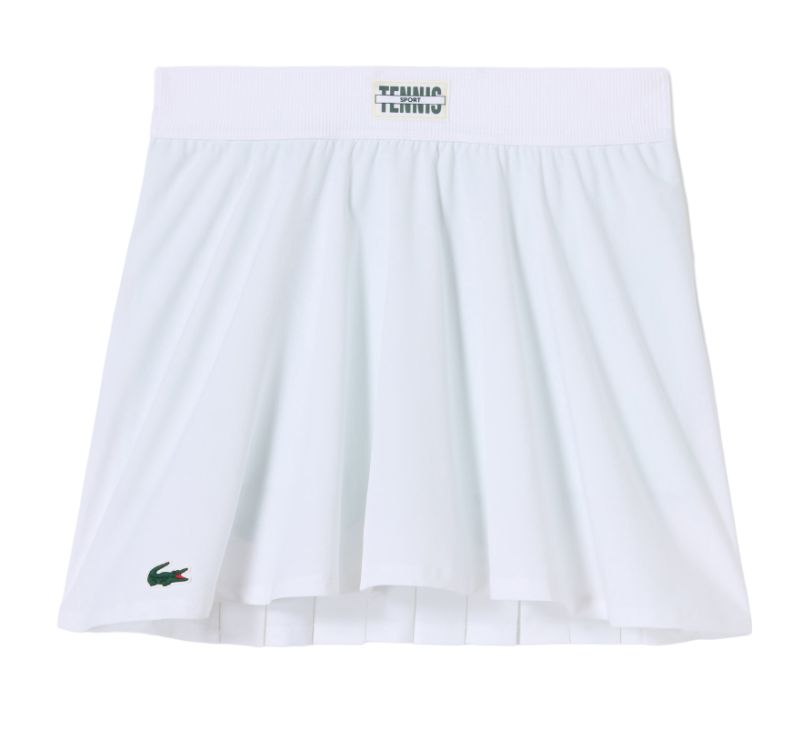 Lacoste Pleat Back Ultra-Dry Tennis Skirt with Contrast Shorts - white/green