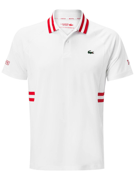  Lacoste Men's SPORT Novak Djokovic Breathable Ultra-Dry Polo - white/pink