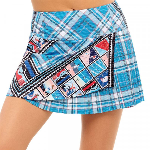 Gonna da tennis da donna Lucky in Love Post a Plaid Long Post it Pleated Skirt - turquoise
