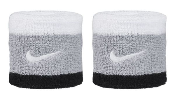 Muñequera de tenis Nike Swoosh Wristbands - light smoke gray/black/white