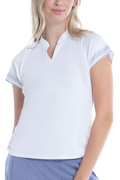 Tenisa T-krekls sievietēm Lucky in Love All About Ikat Stripe Short Sleeve Top - white