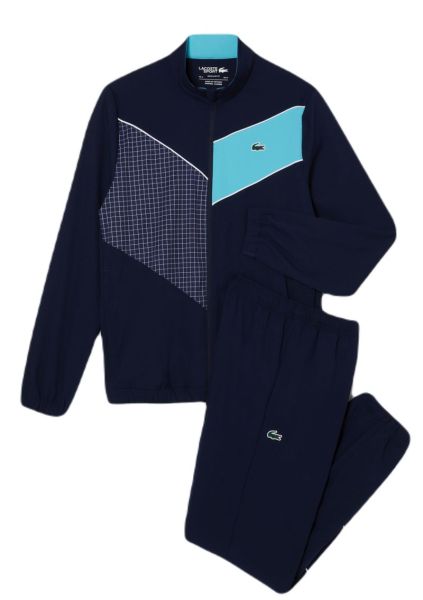 Męski dres tenisowy Lacoste Stretch Fabric Tennis Sweatsuit - navy blue/blue/white