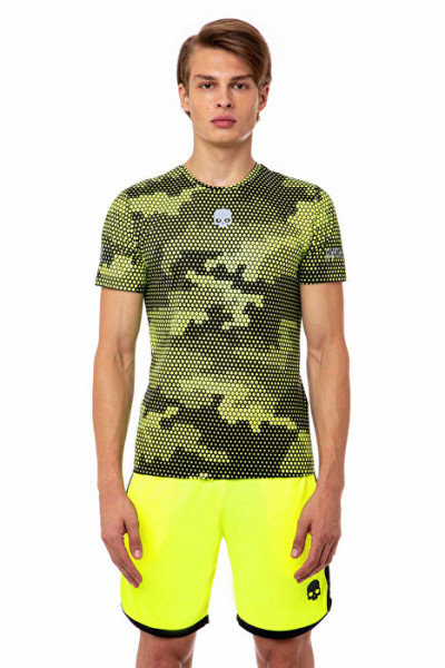 Herren Tennis-T-Shirt Hydrogen Tech Camo Tee Man - camo fluo yellow/black