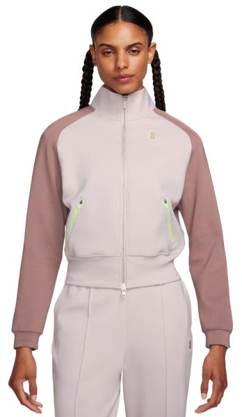 Damen Tennissweatshirt Nike Court Heritage Jacket FZ - Gelb, Lila, Rosa