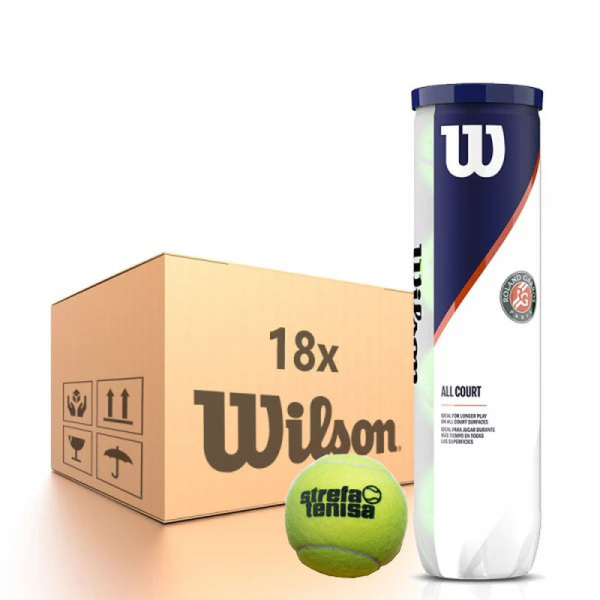 Karton piłek tenisowych Wilson Roland Garros All Court LOGO Strefa Tenisa - 18 x 4B