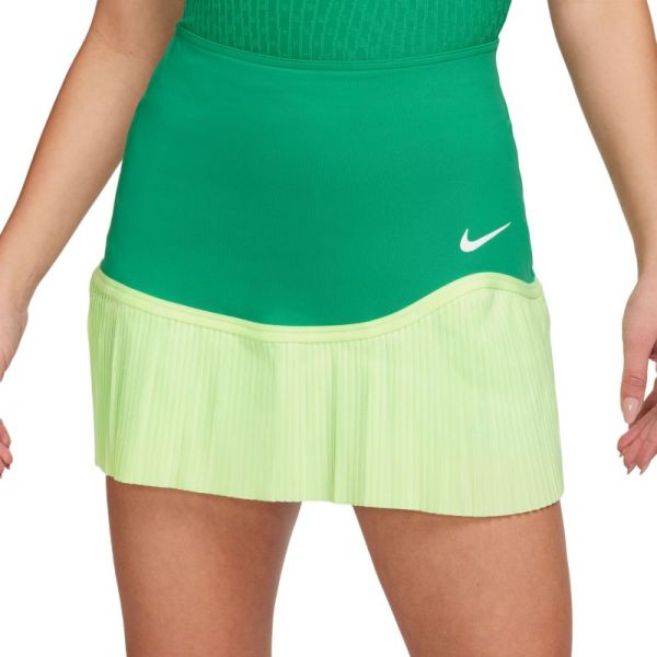 Jupes de tennis pour femmes Nike Dri-Fit Advantage Pleated Skirt - stadium green/barely volt/white