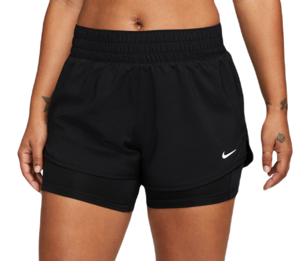 Damen Tennisshorts Nike Dri-Fit One 2-in-1 Shorts - black/reflective silver