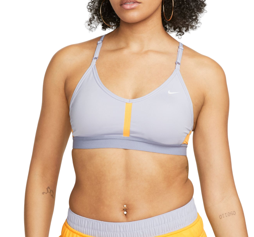 Women's bra Nike Indy Bra V-Neck - oxygen purple/sundial/indigo haze/white, Tennis Zone