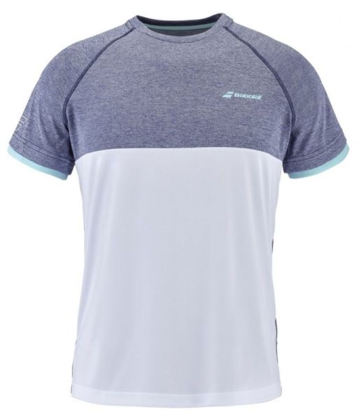 Herren Tennis-T-Shirt Babolat Play Crew Neck Tee Men - white/blue heather