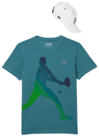 Herren Tennis-T-Shirt Lacoste Tennis X Novak Djokovic T-Shirt & Cap Set - hydro blue