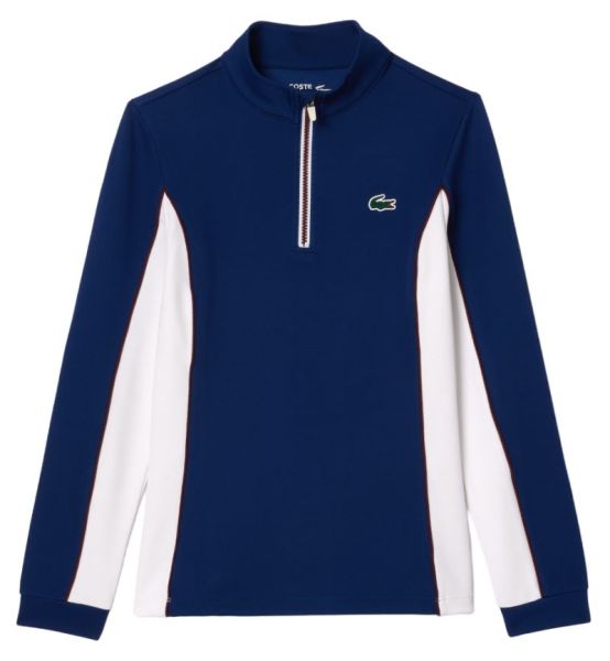Női tenisz pulóver Lacoste Slim Fit Quarter-Zip Sweatshirt - navy blue/white